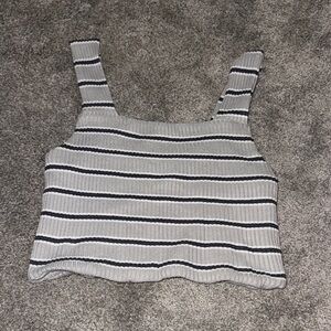 American Eagle Outfitters Gray and Black Striped Crop Top